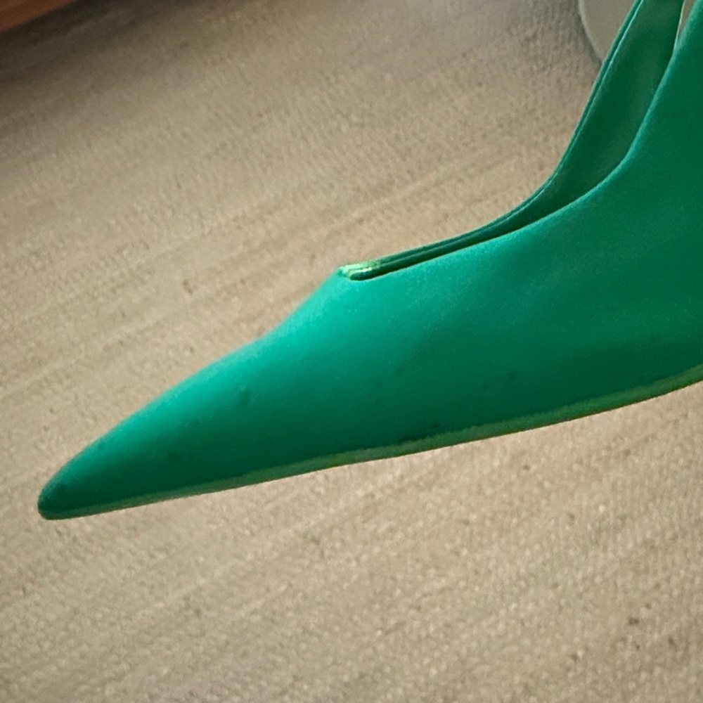 Zara Green Pointed-Toe Slingback Heels - Picture 2 of 4